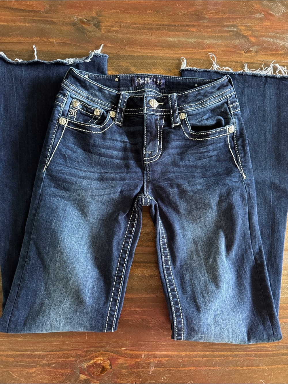 Dark Blue Women’s Miss Me Denim Jeans Mid-rise Size 25